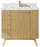 Pasadena 36 Center Sink Bath Vanity in Light Natural Teak 2" Viola Brown