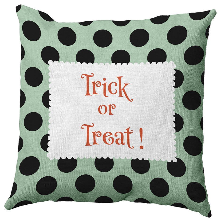 Trick or Treat Dots Accent Pillow, Mint Green, 16"x16"