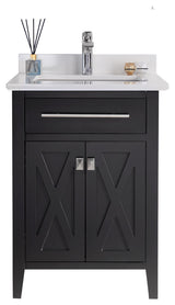 Wimbledon, 24" Espresso Cabinet With White Quartz Countertop