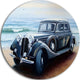Retro Car On Sea Shore, Car Painting Disc Metal Wall Art, 36"