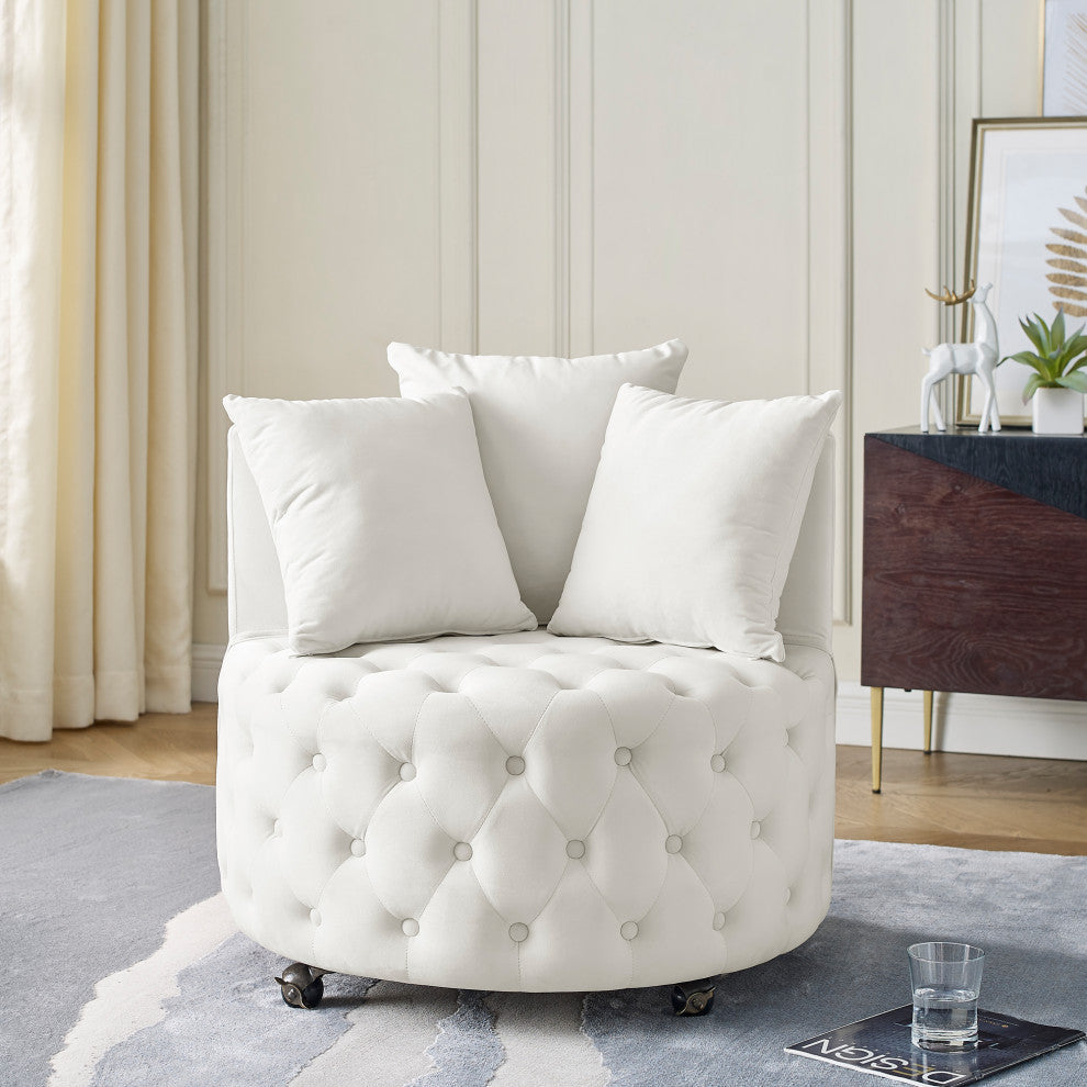 Gewnee Velvet Upholstered Swivel Chair