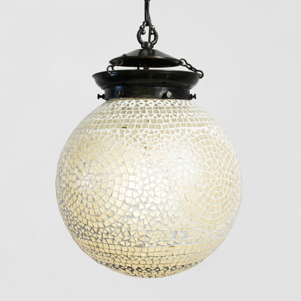 White Mosaic Globe Lantern