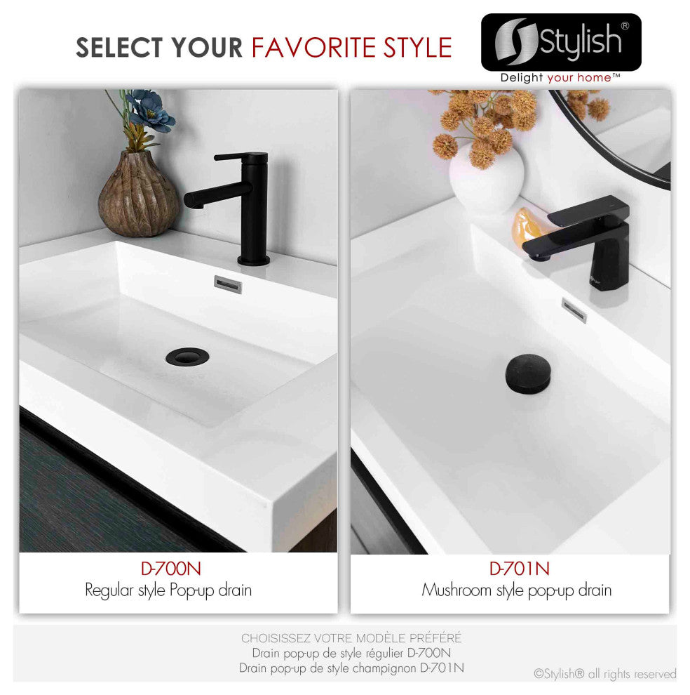 STYLISH Matte Black Pop-Up Bathroom Sink with Overflow Set of Two