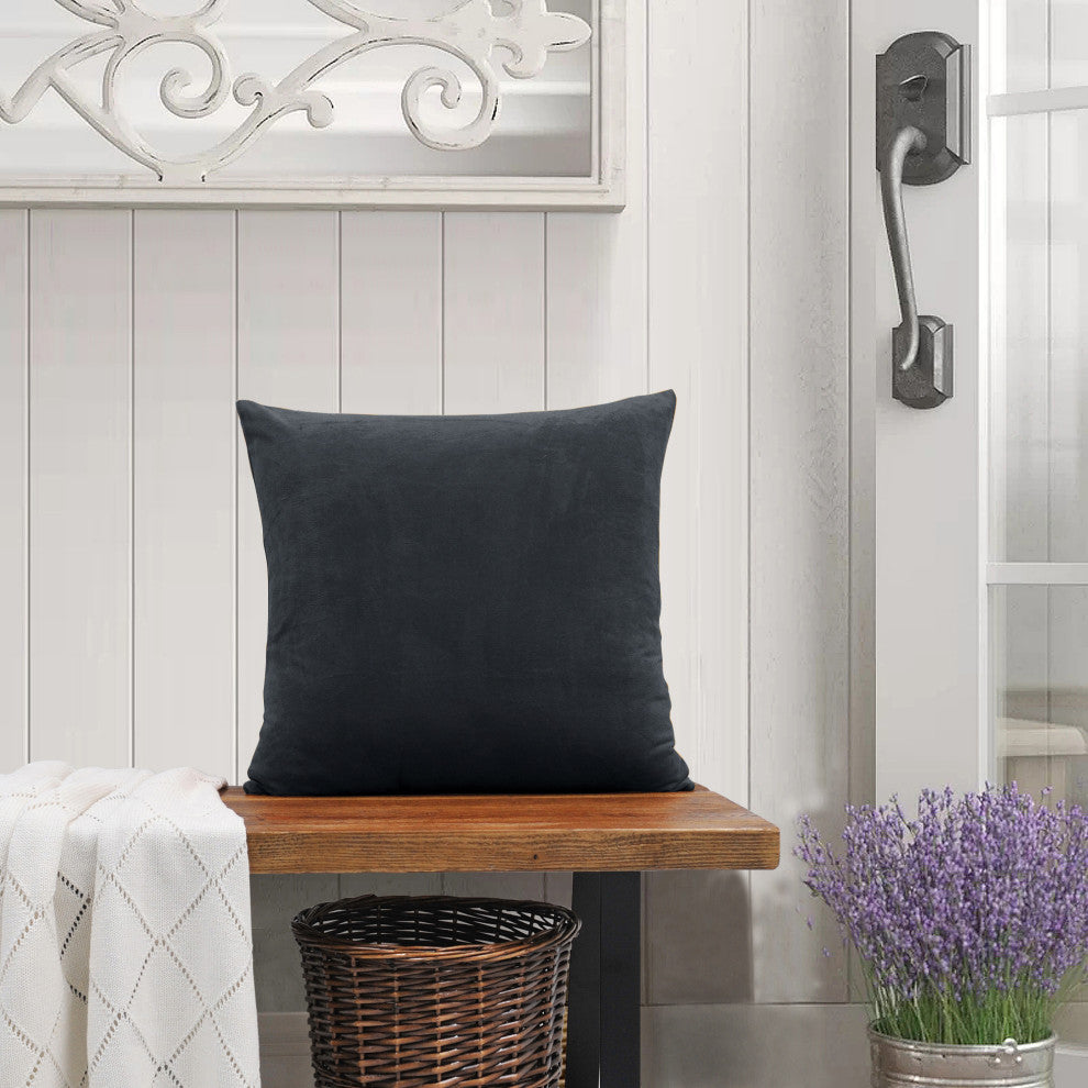 Supersoft Throw Pillow Cover 4 Piece Set, Gun Metal