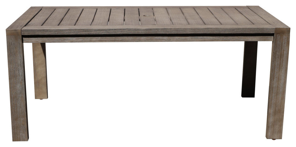 Benzara BM287762 Dining Table Burnt Brown Eucalyptus Wood Frame, Plank Top