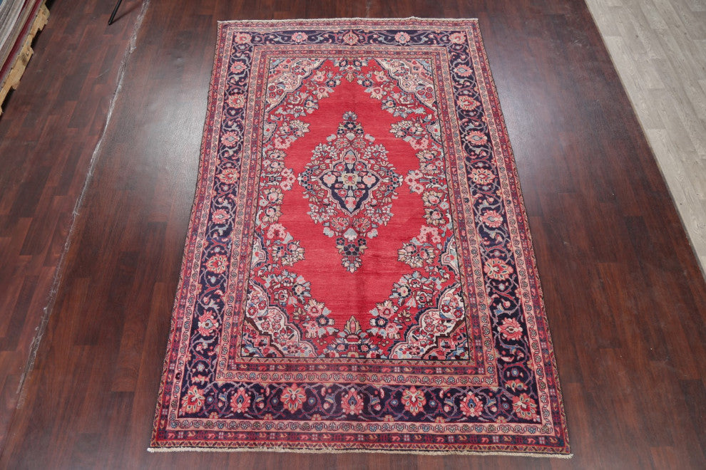 Consigned, Oriental Vintage Traditional Handmade Persian Area Rug, Red, 7x10