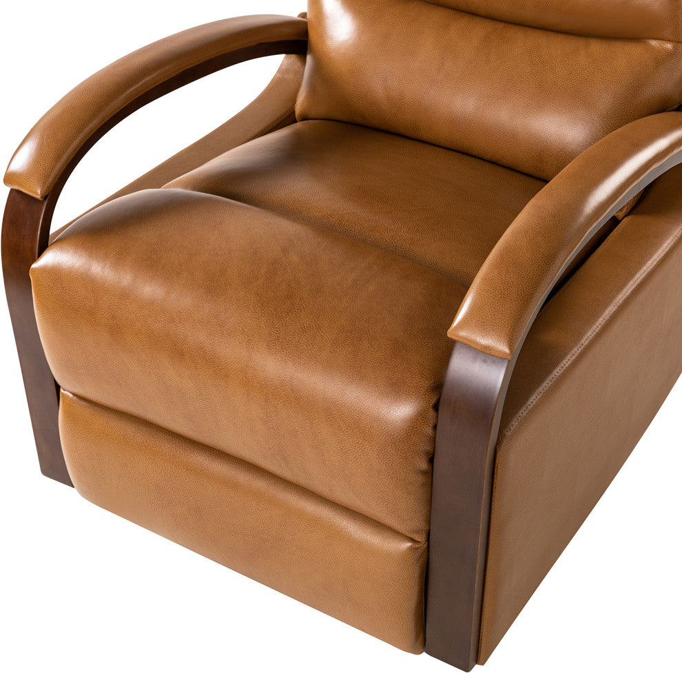 Konradin Genuine Leather Swivel Rocking Manual Recliner Set of 2, Camel