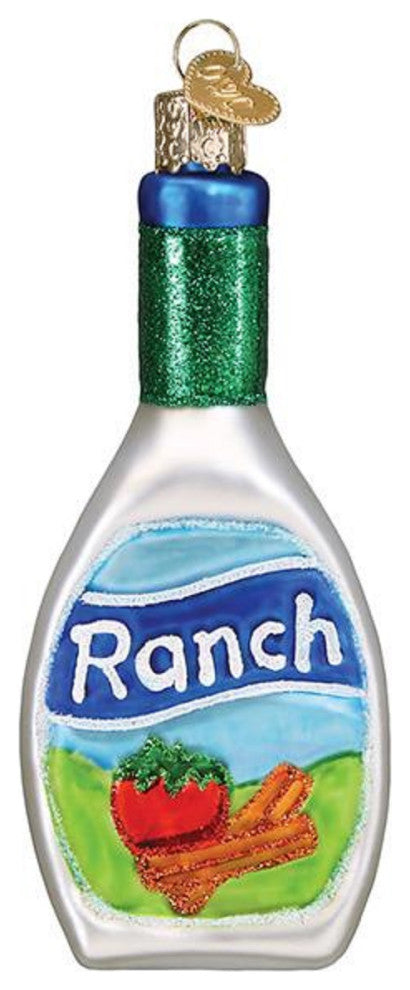 Bottle of Ranch Dressing Christmas Holiday Ornament Glass