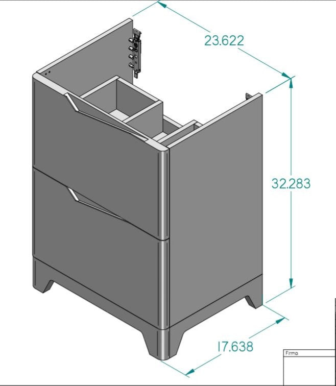 Code 2 Drawers Bathroom Vanity and Mirror, White, 24"