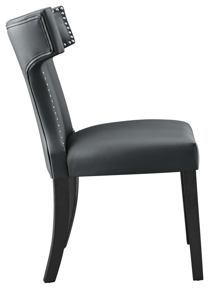 Curve Vegan Leather Dining Chair, Gray