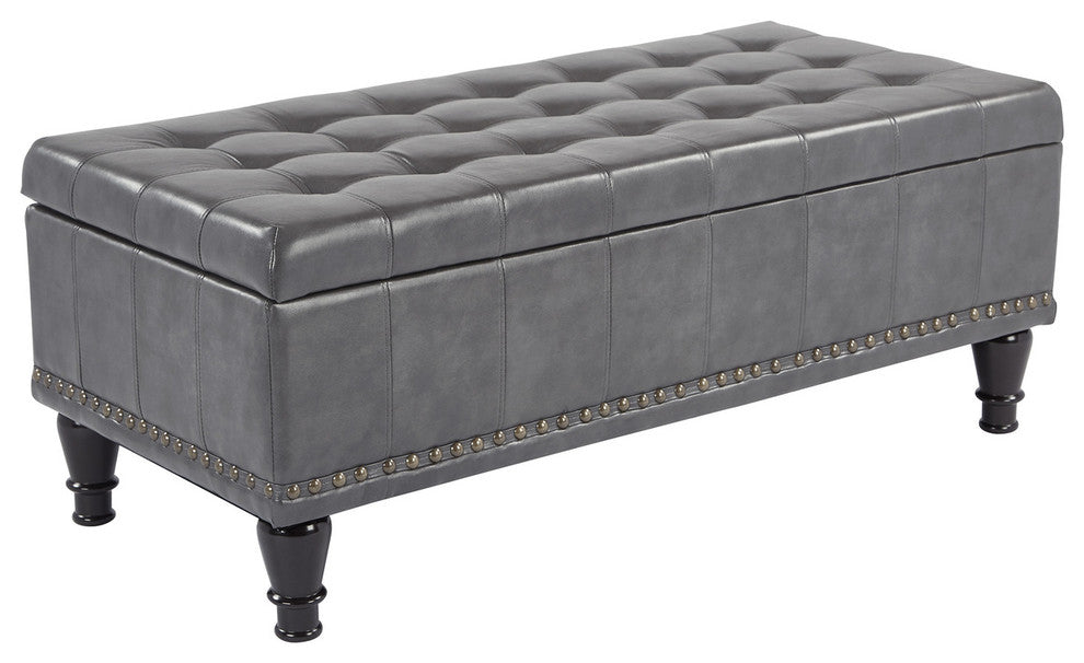 Caldwell Tufted Storage Ottoman, Gray