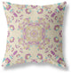 16" Purple Gold Wreath Indoor Outdoor Zippered Throw Pillow