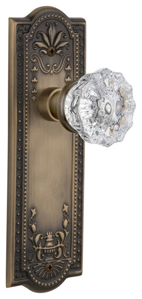 Single Meadows Plate With Crystal Knob, Oil-Rubbed Bronze, Antique Brass, Single