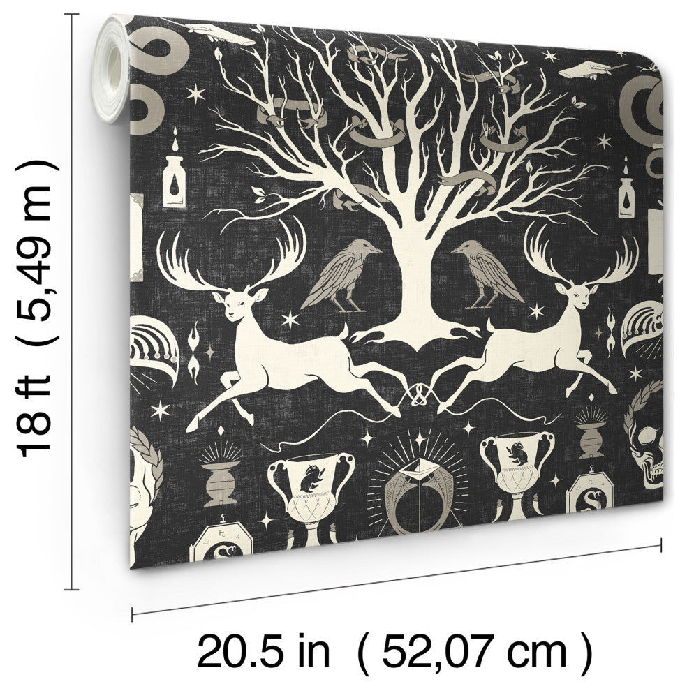Harry Potter Horcrux Black Damask Peel and Stick Wallpaper