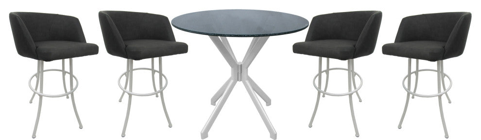 Swivel Counter Metal Pub Set - Joey Stools 26" or 30", Moonstone - White, 30", Crackle