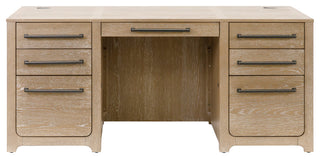 Modern Wood Double Pedestal Executive Desk, Light Brown