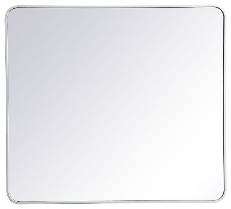 Ellis Soft Corner Metal Rectangular Mirror, White, 36"x40"