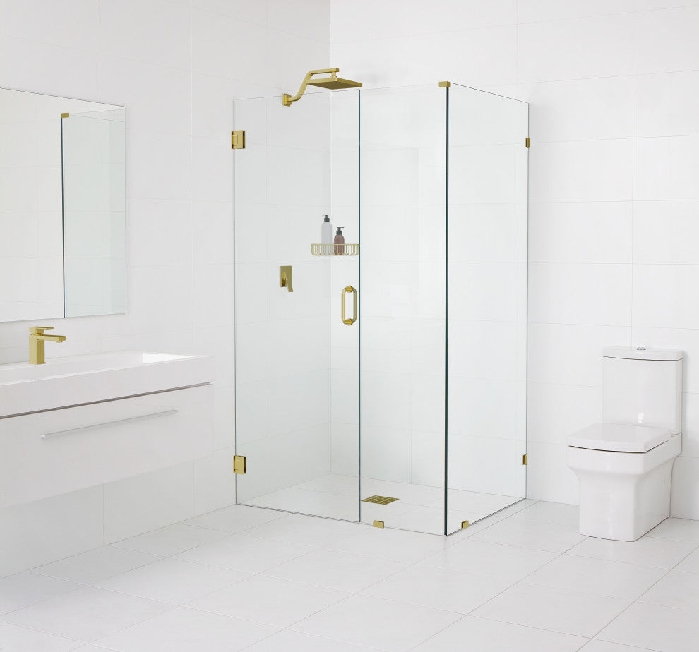 78"x40"x34" Frameless 90 Degree Shower Enclosure Wall Hinge, Satin Brass
