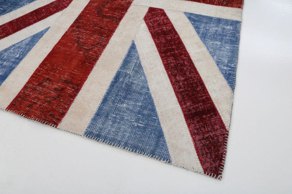 Rug N Carpet - Handwoven Turkish 5' 8'' x 7' 11'' Flag Patchwork Rug