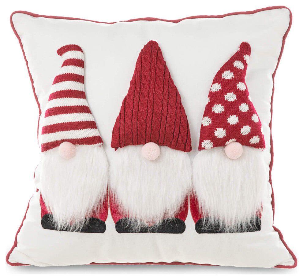 18"Lx18"W 3D Heavy Knitted Gnome Pillow