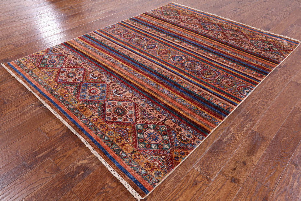 Hand-Knotted Super Kazak Khorjin Rug 5' 9" X 7' 7" Q7441