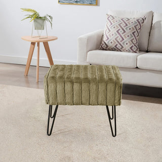 Serenta Super Mink Ottoman, Olive, 19''x13''x17''