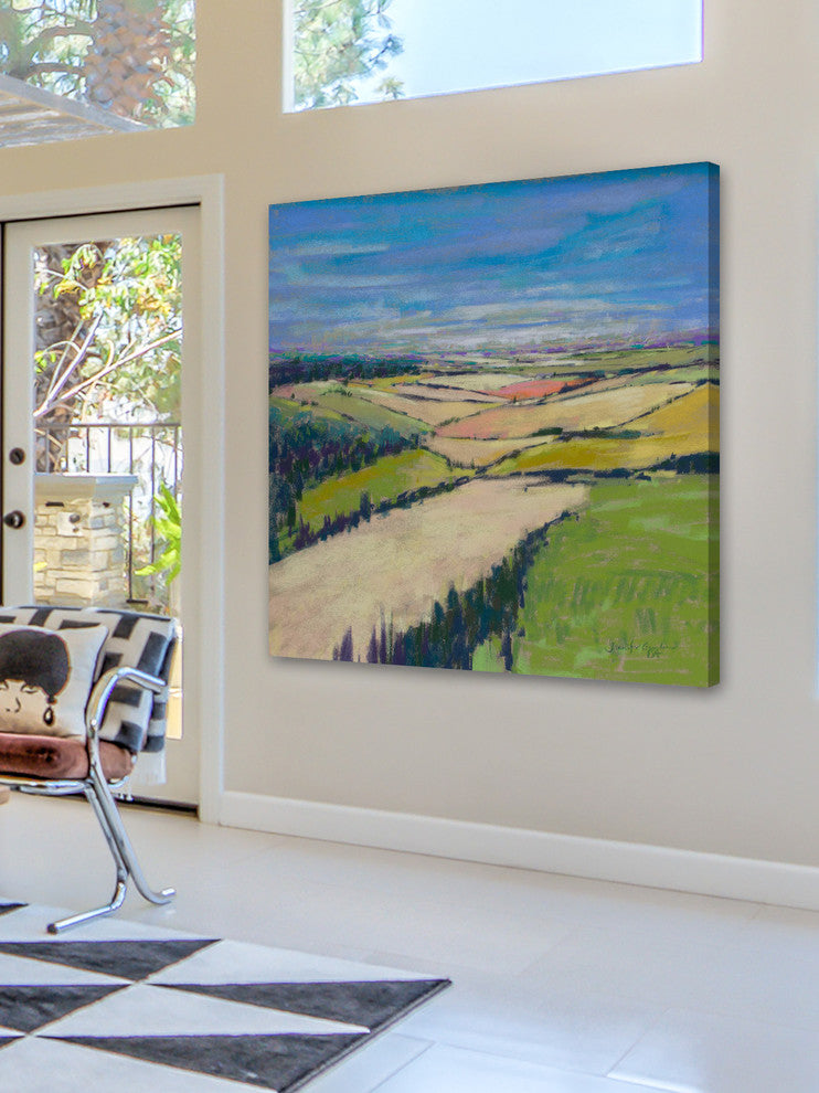 "Patchwork Fields XII" Painting Print on Wrapped Canvas, 24x24