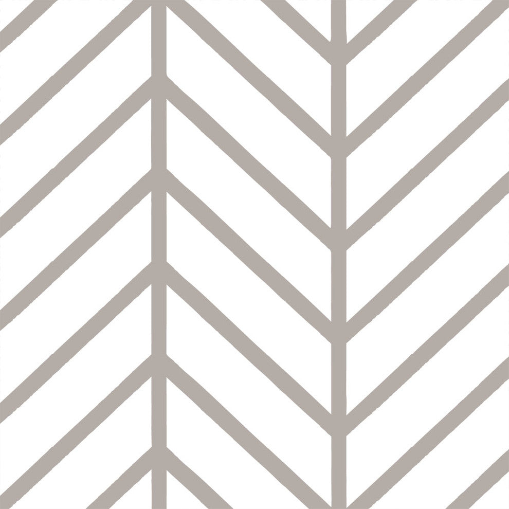 Herringbone Line Peel and Stick Vinyl Wallpaper , Warm Gray, 24"w X 60"h