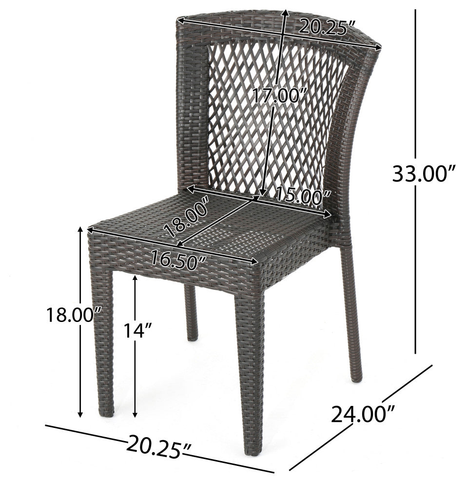 GDF Studio 5-Piece Radley Outdoor Multi-Brown Wicker Dining Set