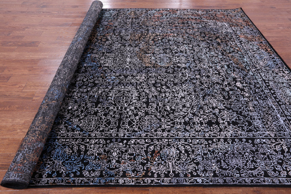 Wool and Silk Modern Handmade Rug 9' 1" X 11' 11" Q8712