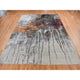 Gray, Abstract Dripping Design, Wool and Silk, Hand Knotted Rug, 8'10"x12'3"