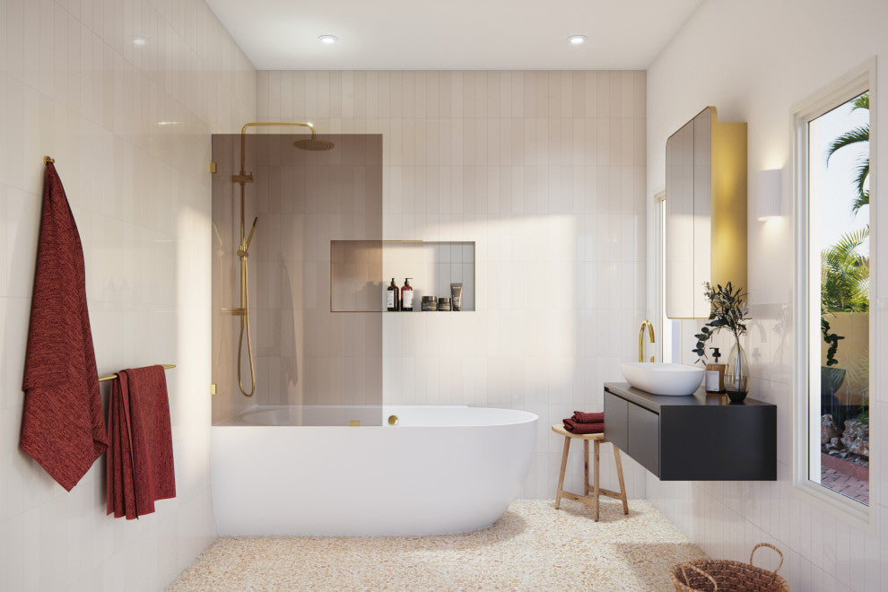 Bathtub Single Fixed Panels, Polished Brass