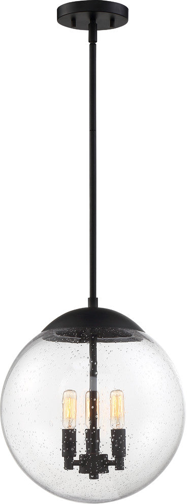Nuvo Ariel Matte Black Clear Seeded Pendants