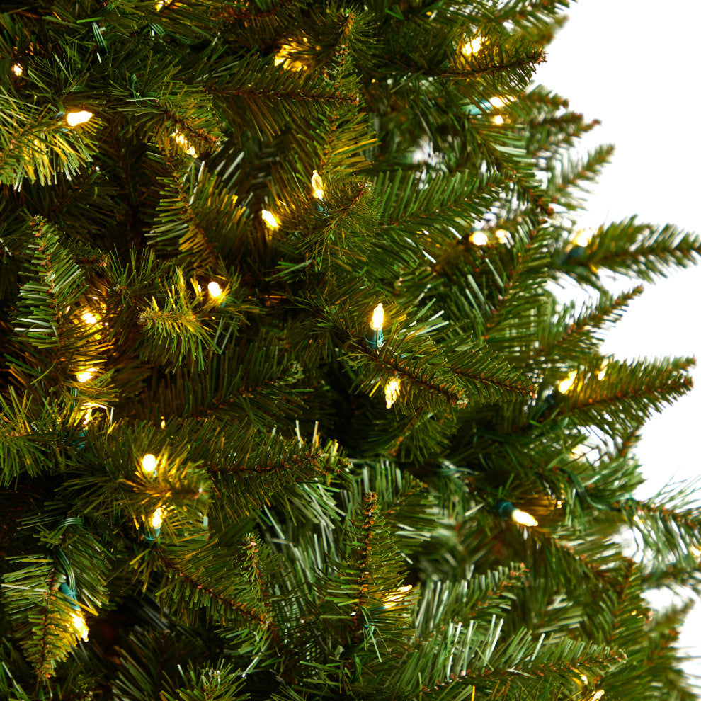 9' Vermont Spruce Faux Xmas Tree W/850 Color Changing  &1984 Bendable Branches