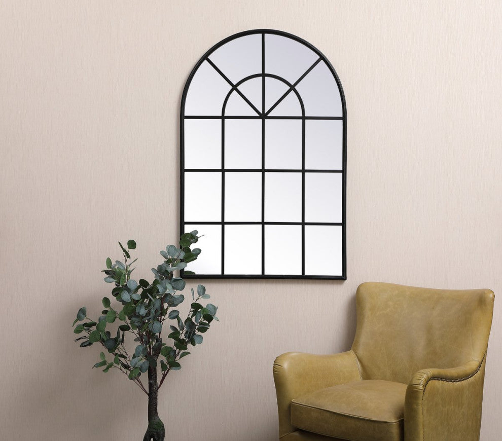Elegant MR613248BK Metal Windowpane Mirror 32"X47", Black