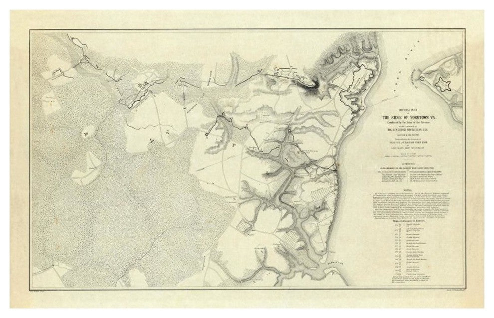 "Official Plan of The Siege of Yorktown Virginia, 1862" Paper Art, 46"x30"