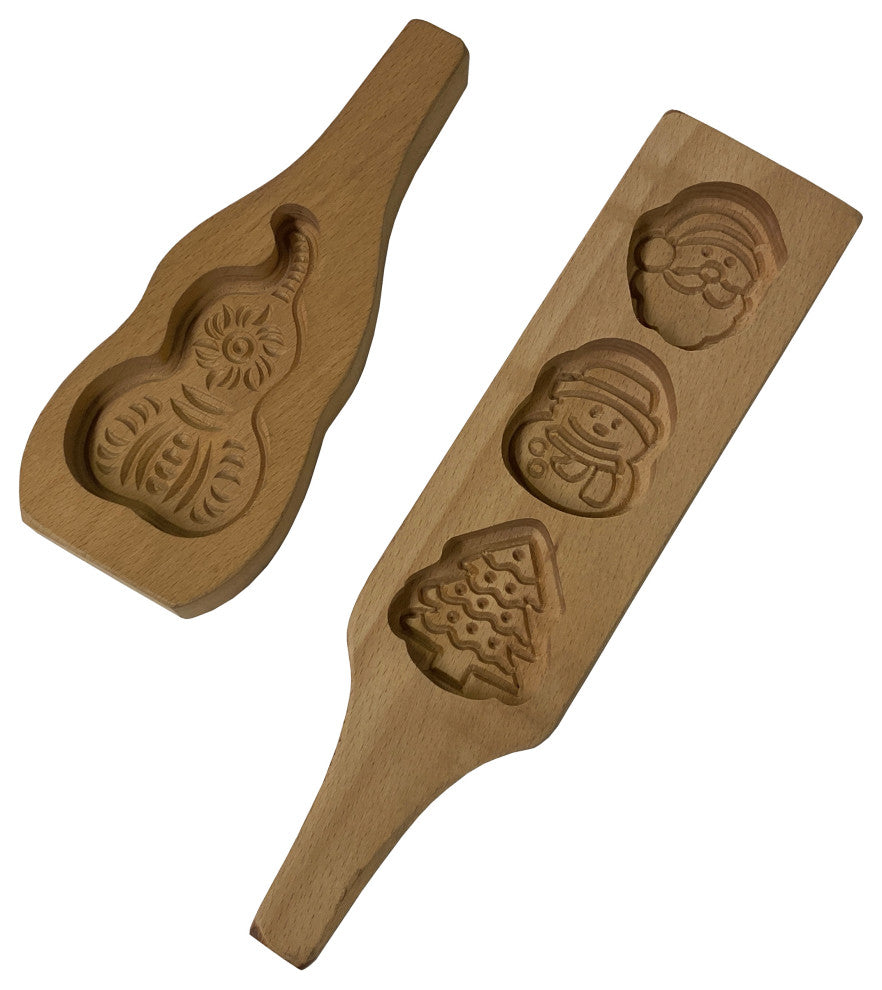 2 Pieces, Wood Santa Tree Gourd Pattern Cake Soap Mold Board Hws2441