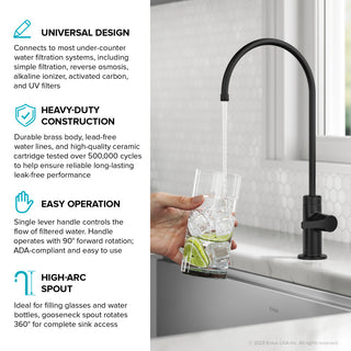 KRAUS Oletto 1-Handle Drinking Water Filter Faucet, Matte Black