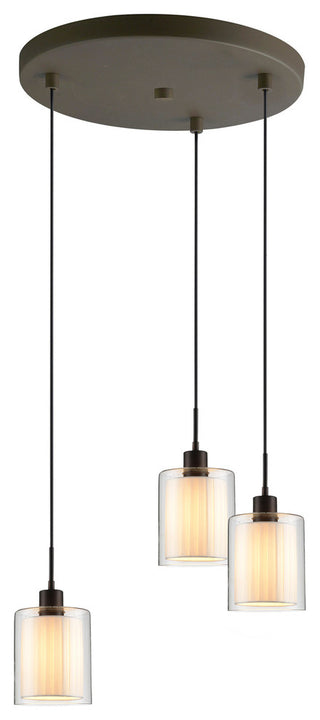 Woodbridge Lighting Alaina 3-Light Mini Pendant in Bronze/Opal Glass