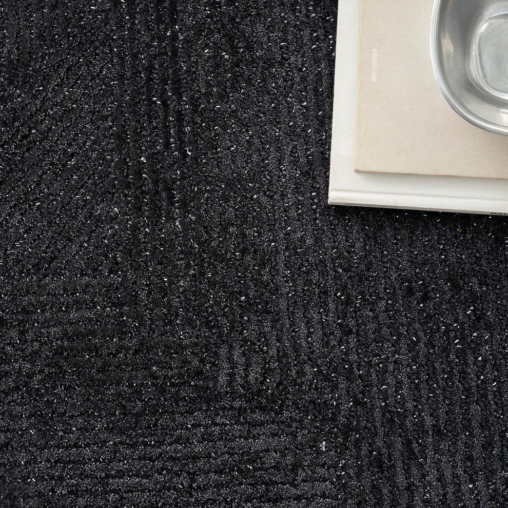 Michael Amini Ma30 Star 4' x 6' Black Modern Indoor Area Rug