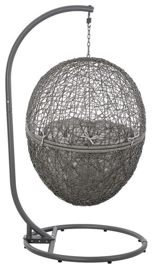 Modway Encase Outdoor Synthetic Rattan & Steel Swing Chair in Gray