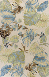 Havana 2630 Ivory and Blue Oasis Rug, 5'x8'