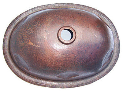 Hammered Oval Oyster Bathroom Copper Sink