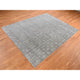 Gray Pure Silk With Wool Roman Key Design Hand Knotted Oriental Rug 7'10"x10'3"