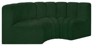 Arc Boucle Fabric Upholstered 3-Pc. Inward Curved Modular Sectional, Green