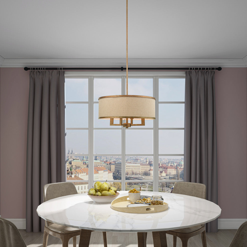 Park Ridge Chandelier, Hand-Painted Antique Gold Leaf
