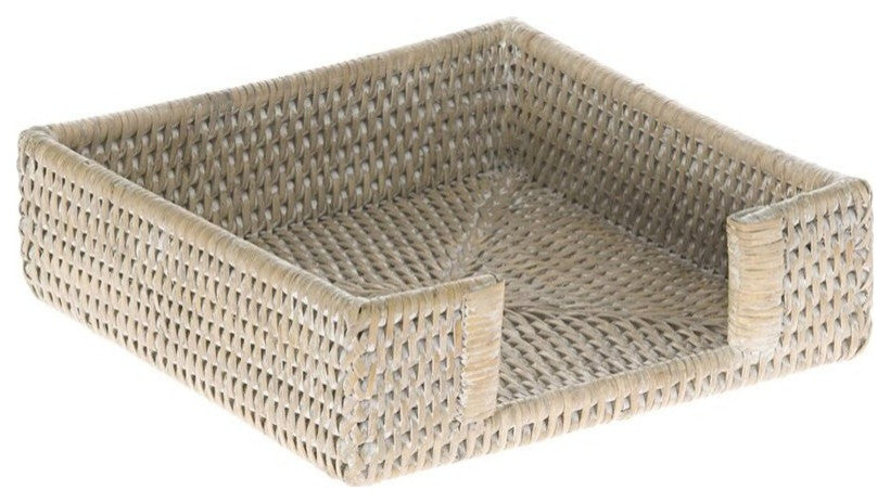 La Jolla Rattan Luncheon Paper Napkin Holder, White-Wash