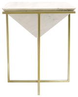 Pasargad Home Perama Marble and Stainless Steel Side Table