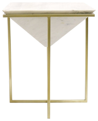 Pasargad Home Perama Marble and Stainless Steel Side Table