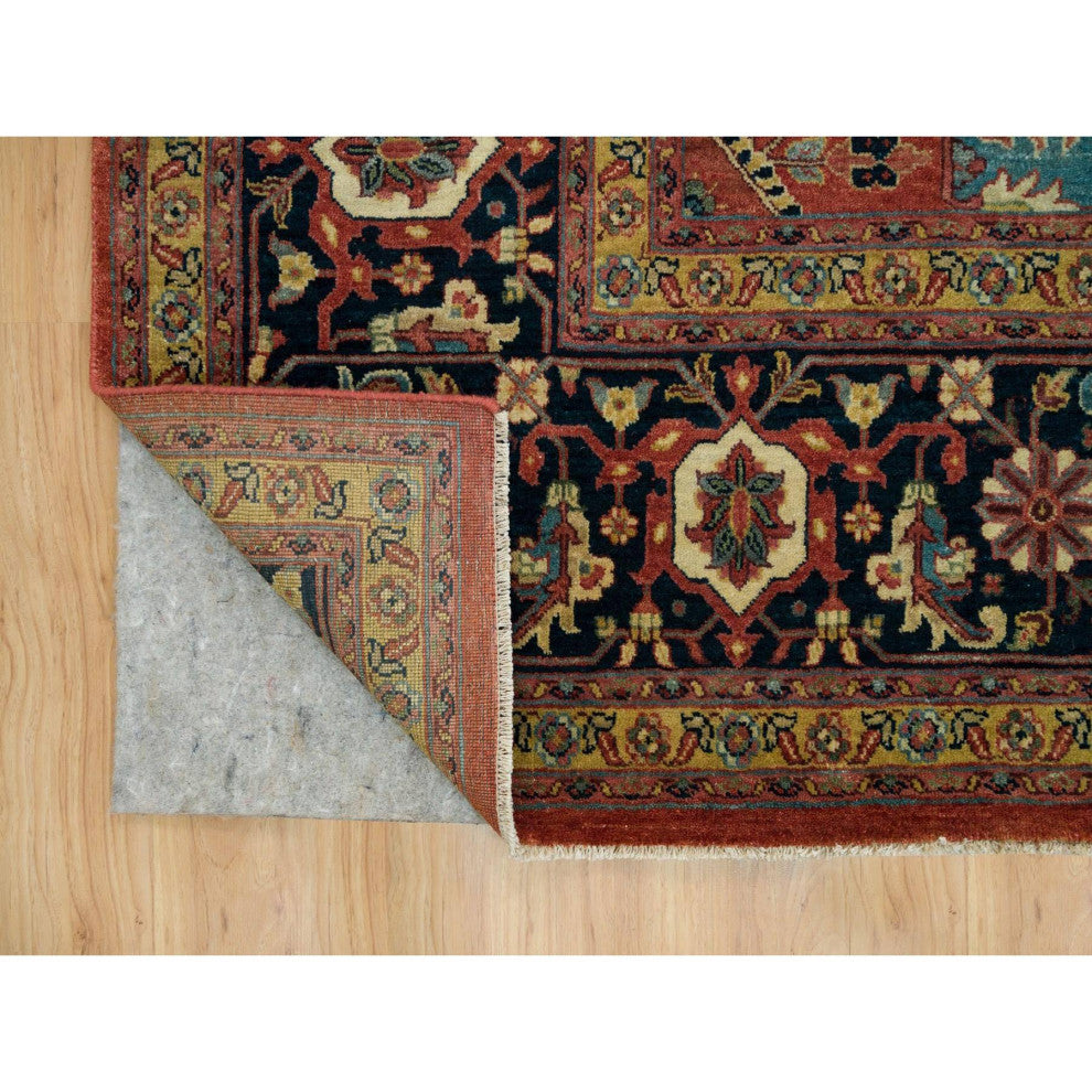 Rust Red Hand Knotted Heris Re-Creation Wool Square Oriental Rug, 9'10"x10'2"